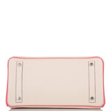 Hermes Birkin 30cm Bi-Color Craie and Rose Lipstick Clemence  Palladium Hardware