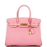 Hermes Rose Confetti Chevre Birkin 30cm Gold Hardware Deposit JW