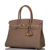 Hermes Etoupe Togo Birkin 30cm Gold Hardware