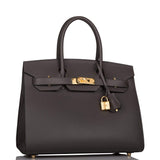Hermes Graphite Veau Madame Sellier Birkin 30cm Gold Hardware