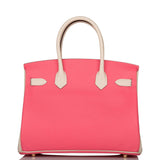 Hermes Birkin 30cm Bi-Color Craie and Rose Azalee Epsom Brushed Gold Hardware