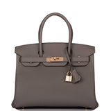 Hermes Etain Togo Birkin 30cm Rose Gold Hardware