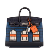 Hermes Bleu Sac Birkin Faubourg 20cm Palladium Hardware
