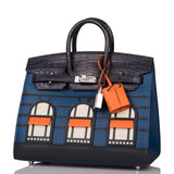 Hermes Bleu Sac Birkin Faubourg 20cm Palladium Hardware