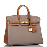 Hermes Birkin 25 Gris Asphalte and Gold Togo Brushed Gold Hardware