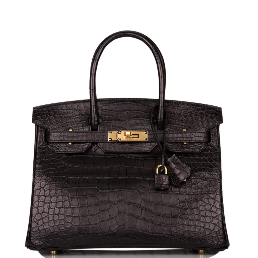 Hermes Birkin 30cm Black Matte Alligator Gold Hardware