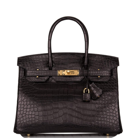Hermes Birkin 30cm Black Matte Alligator Gold Hardware