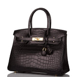 Hermes Birkin 30cm Black Matte Alligator Gold Hardware