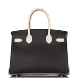 Hermes Birkin 30cm Brushed Gold Hardware Bi-Color Black and Craie Epsom