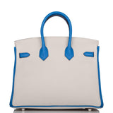 Hermes Birkin 25 Gris Mouette and Mykonos Clemence Brushed Palladium Hardware