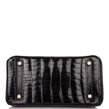 Hermes Black Shiny Niloticus Crocodile Birkin 25cm Gold Hardware