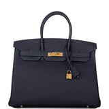 Hermes Bleu Nuit Togo Birkin 35cm Gold Hardware