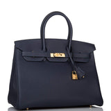 Hermes Bleu Nuit Togo Birkin 35cm Gold Hardware