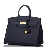 Hermes Bleu Nuit Togo Birkin 35cm Gold Hardware