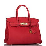Hermes Birkin 30 Rouge Casaque Togo Gold Hardware