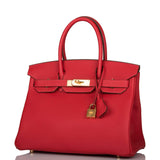 Hermes Birkin 30 Rouge Casaque Togo Gold Hardware