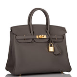 Hermes Birkin 25 Etain Togo Gold Hardware