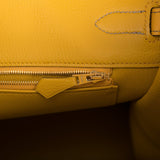 Hermes Birkin 35 Etoupe and Jaune Ambre Togo Brushed Gold Hardware