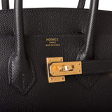 Hermes Birkin Sellier 25 Black Epsom Gold Hardware