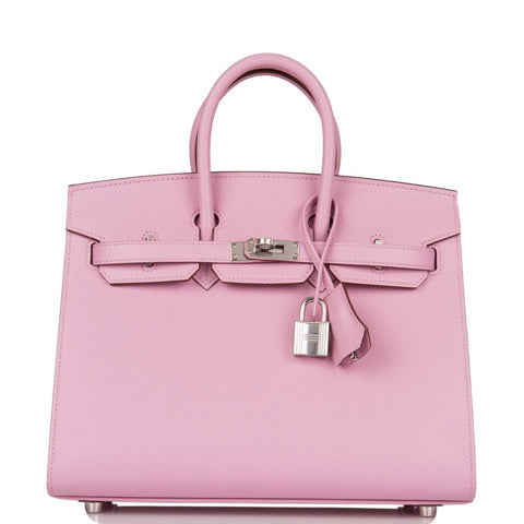 Hermes Birkin 25 Mauve Sylvestre Sellier Veau Madame Palladium Hardware