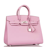Hermes Birkin 25 Mauve Sylvestre Sellier Veau Madame Palladium Hardware