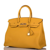 Hermes Birkin 35 Jaune Ambre Togo Gold Hardware
