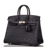 Hermes Birkin 25 Bleu Indigo Ostrich Rose Gold Hardware