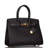 Hermes Birkin Sellier 30 Black Epsom Gold Hardware