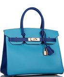 Hermes Birkin 30 Celeste and Bleu Electric Epsom Rose Gold Hardware