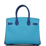 Hermes Birkin 30 Celeste and Bleu Electric Epsom Rose Gold Hardware
