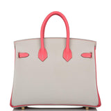 Hermes Birkin 25 Gris Perle and Rose Azalee Chèvre Brushed Gold Hardware