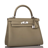 Hermes Kelly Retourne 28 Sauge Clemence Palladium Hardware