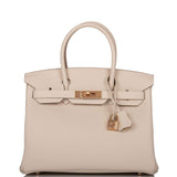 Hermes Birkin 30 Craie Togo Rose Gold Hardware