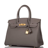 Hermes Birkin 30 Etain Togo Gold Hardware