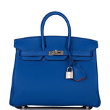 Hermes Birkin 25 Bleu Royal Verso Togo Palladium Hardware