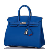 Hermes Birkin 25 Bleu Royal Verso Togo Palladium Hardware