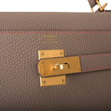 Hermes Horseshoe Stamp (HSS) Gris Asphalte Verso Togo Retourne Kelly 32cm Brushed Gold Hardware