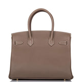 Hermes Etoupe Clemence Birkin 30cm Gold Hardware