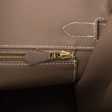 Hermes Etoupe Clemence Birkin 30cm Gold Hardware