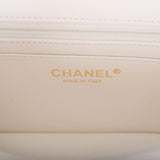 Chanel White Quilted Lambskin Rectangular Mini Classic Flap Bag Light Gold Hardware