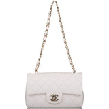 Chanel White Quilted Lambskin Rectangular Mini Classic Flap Bag Light Gold Hardware