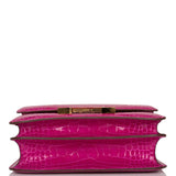 Hermes Rose Scheherazade Shiny Alligator Constance 24cm Gold Hardware
