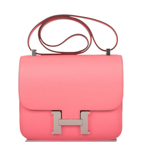 Hermes Rose D'Ete Verso Evercolor Constance 24cm Palladium Hardware