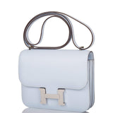 Hermes Bleu Brume Swift Mini Constance 18cm Palladium Hardware