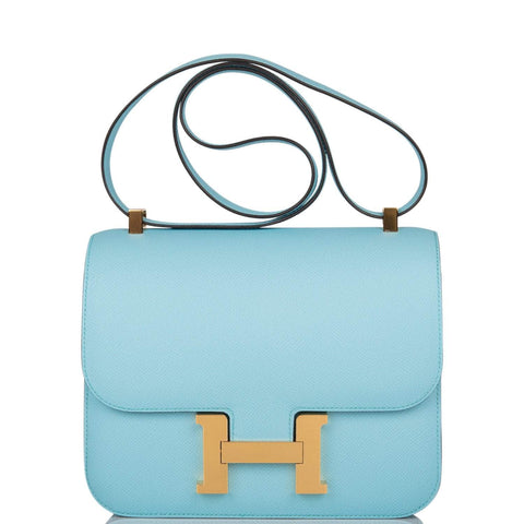 Hermes Bleu Atoll Epsom Constance 24cm Gold Hardware