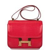Hermes Rouge Exotique Lizard Niloticus Constance 24cm Gold Hardware