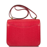 Hermes Rouge Exotique Lizard Niloticus Constance 24cm Gold Hardware