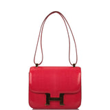 Hermes Rouge Exotique Lizard Niloticus Constance 24cm Gold Hardware