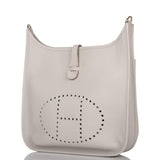 Hermes Gris Perle Clemence Evelyne III PM Bag Palladium Hardware