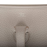 Hermes Gris Perle Clemence Evelyne III PM Bag Palladium Hardware